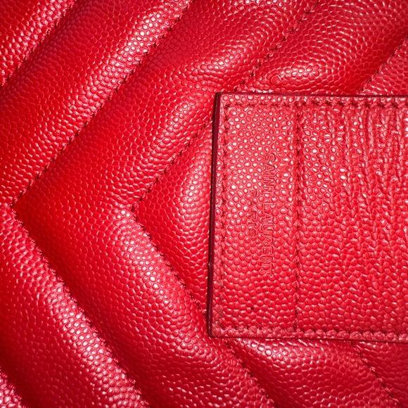 Saint Laurent Large Red “Cassandre” Tote  & Matching Wallet - Picture 15 of 16